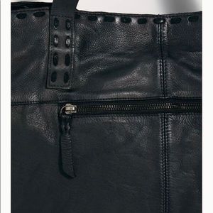 Free People Camille Black Leather Tote Bag